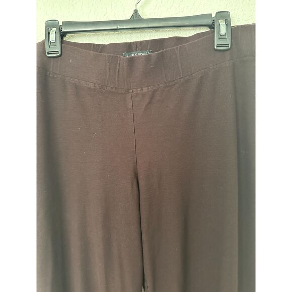 Eileen Fisher Brown Pull On Elastic Waist Pants Viscose Nylon Lycra Size Medium - Picture 2 of 6